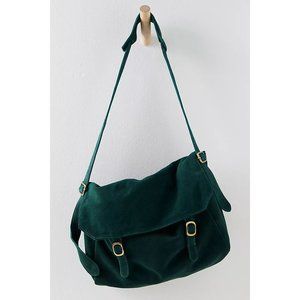 🆕 FREE PEOPLE Zahara Suede Messenger Bag / Enchanted Forest
